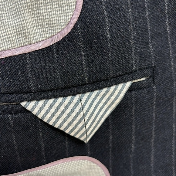 BANANA REPUBLIC Navy blue striped wool jacket rn 54023 stretch size 0 - Picture 12 of 12